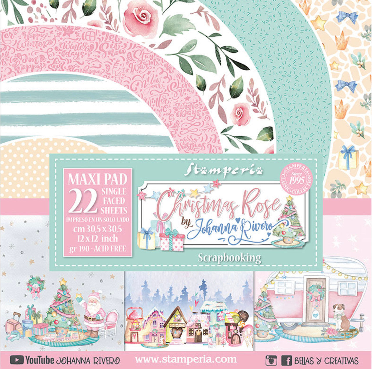 Stamperia Christmas Rose 12" x 12" Collectie Maxi Pad (22 enkelzijdig)